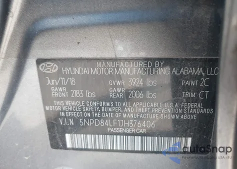 2018 Hyundai Elantra Sel from USA, damaged, VIN 5NPD84LF1JH376406